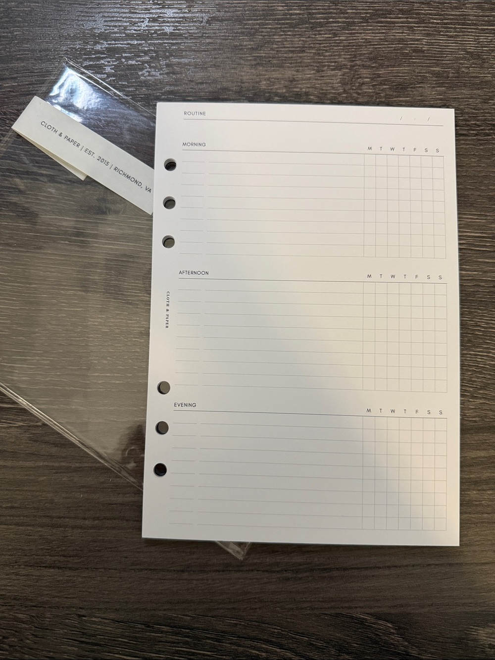 Cloth & Paper - Routine planner pages